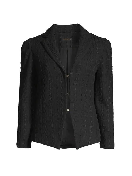 Твидовый жакет с лентой в деревенском стиле Donna Karan New York, черный