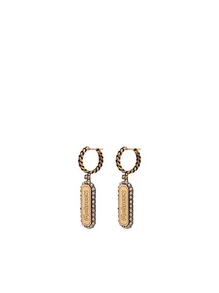 Alexander McQueen graffiti logo chain tag earrings