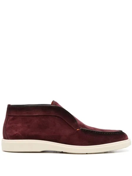 Santoni лоферы с миндалевидным носком, красный