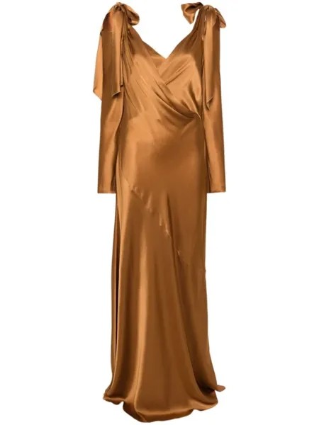 Alberta Ferretti платье с драпировкой, коричневый