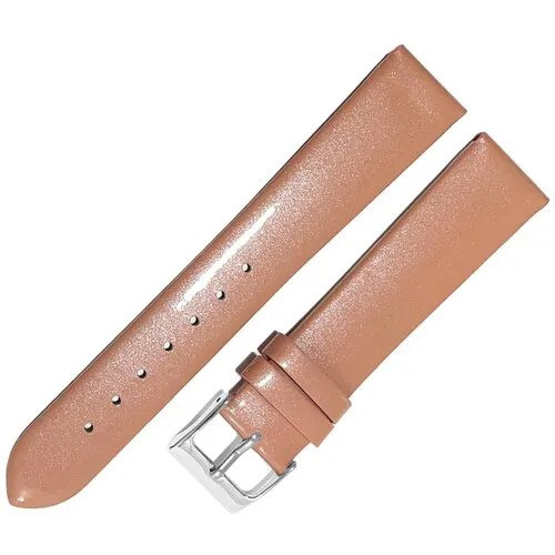 Ремешок 4432-182-162 Розовый кожаный ремень для женских наручных часов из натуральной кожи 18 х16 мм М лаковый гладкий