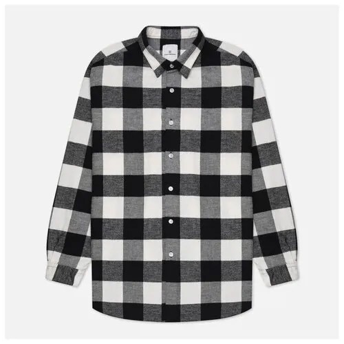 Мужская рубашка uniform experiment Baggy Logo Regular Collar Flannel Block Check белый, Размер S