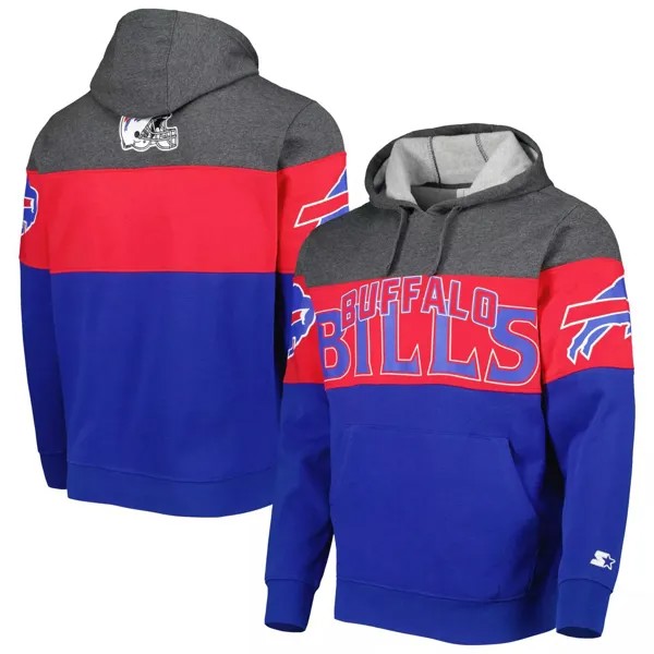 Мужской пуловер с капюшоном Royal/Heather Charcoal Buffalo Bills Extreme Starter