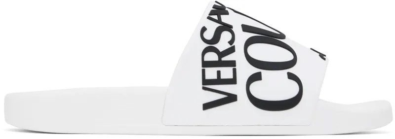 Белые шлепанцы с тиснением для бассейна Versace Jeans Couture