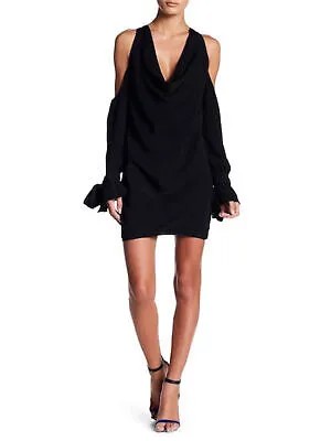 KEEPSAKE Женское черное короткое коктейльное платье с длинным рукавом и завязками на подкладке сзади L