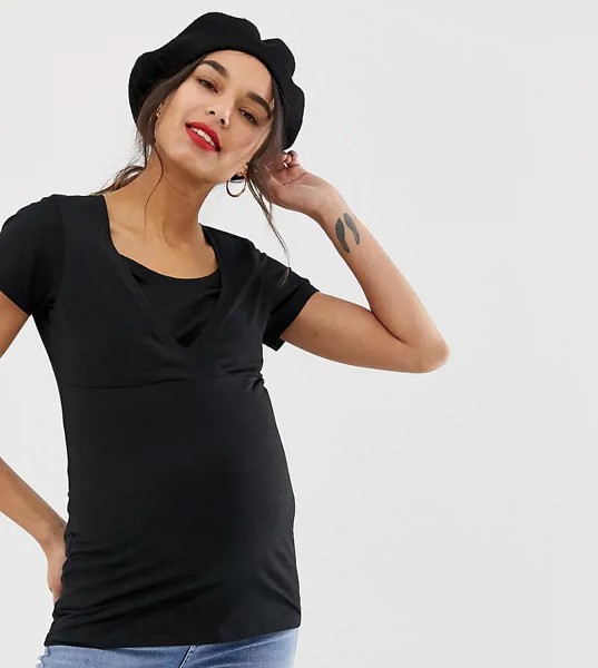 Черная футболка для кормления New Look Maternity-Черный