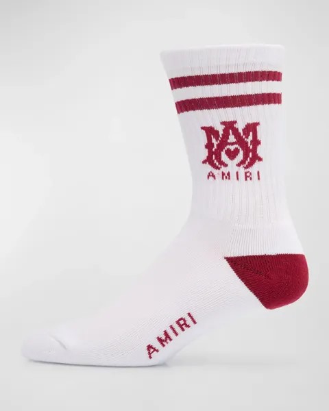 Мужские носки с полосками MA Amiri, цвет White Sun Dried Tomato