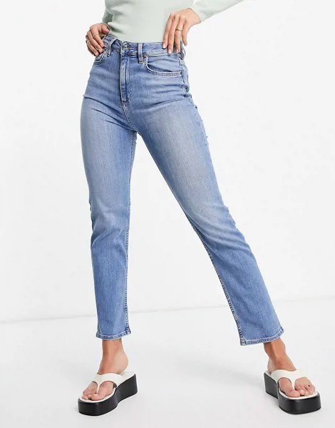 Обтягивающие выбеленные джинсы узкого кроя с завышенной талией ASOS DESIGN-Голубой