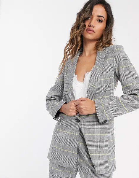 Светлый пиджак в клетку Closet London-Серый