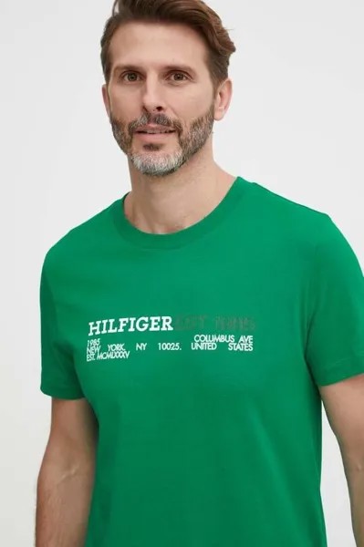 Хлопковая футболка Tommy Hilfiger, зеленый