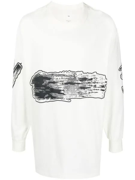 Y-3 футболка с графичным принтом, белый