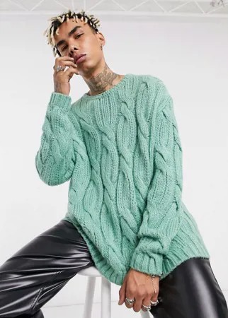 Лаймово-зеленый джемпер с объемными косами ASOS DESIGN