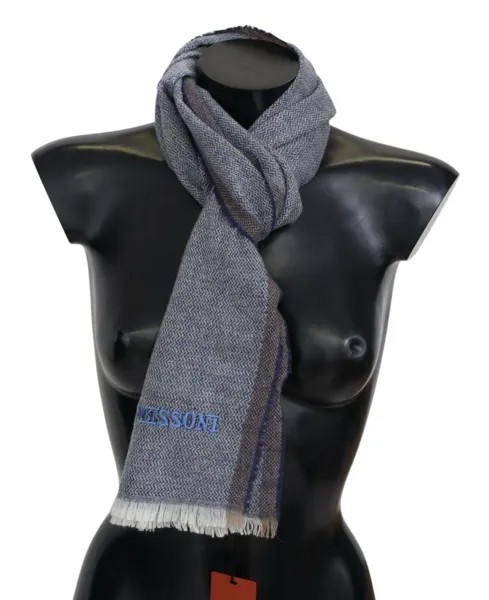 Шарф MISSONI, серый полосатый шерстяной шарф унисекс с бахромой на шее и логотипом 160см x 37см 340 долларов США