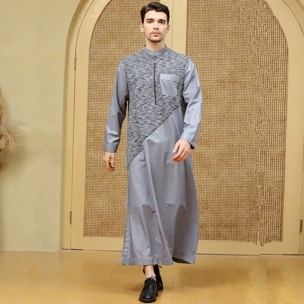 Новая Стильная черная мусульманская одежда мужской халат на молнии арабский мужской пакистанский халат мусульманский джеллаба мусульманс...