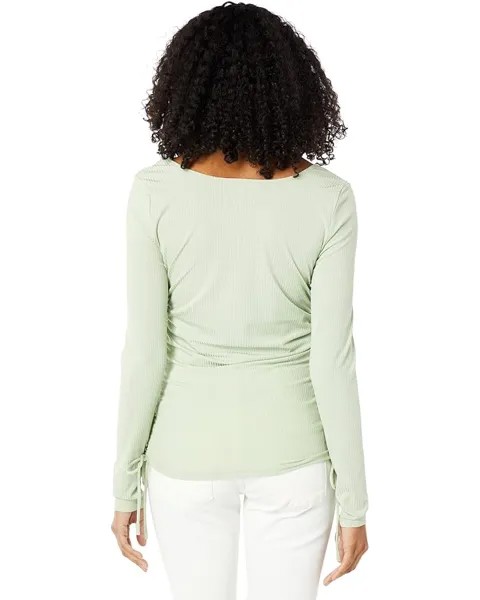 Топ WAYF TTYL Ruched Brushed Rib Knit Long Sleeve Top, цвет Sage