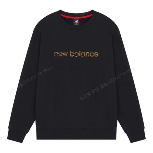 Толстовка New Balance Men's New Balance Camouflage Logo Knit Sports Round Neck Pullover Black, черный