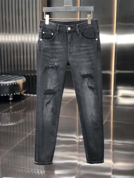 Джинсы мужские рваные в стиле ретро, Брендовые брюки пэчворк с прорезями, модные дизайнерские штаны, 2023ss