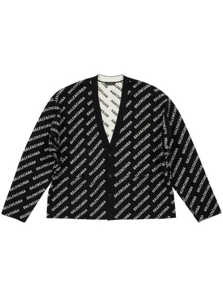 Balenciaga кардиган с V-образным вырезом и логотипом, черный