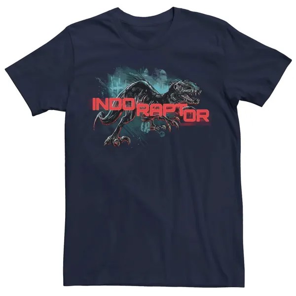 Мужская футболка с портретом Indo Raptor Splatter Jurassic World, синий
