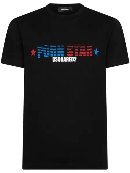Dsquared2 slogan-print cotton T-shirt, черный