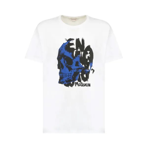 Футболка Alexander McQueen Graffiti Print T-Shirt 'White/Ultramarine', белый