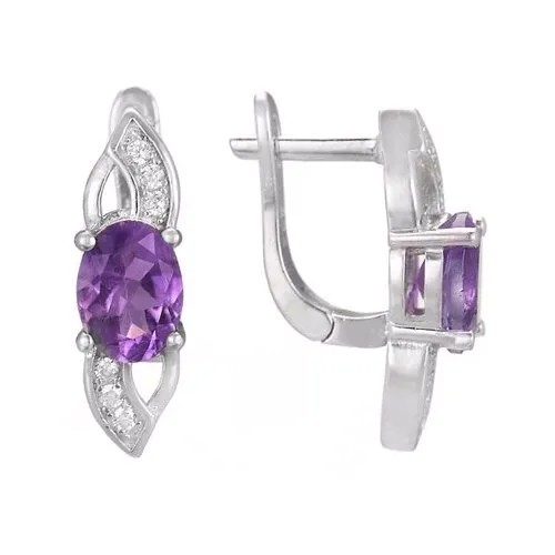 Серьги Серена-Сильвер, серебро, 925 проба, фианит, аметист, фиолетовый