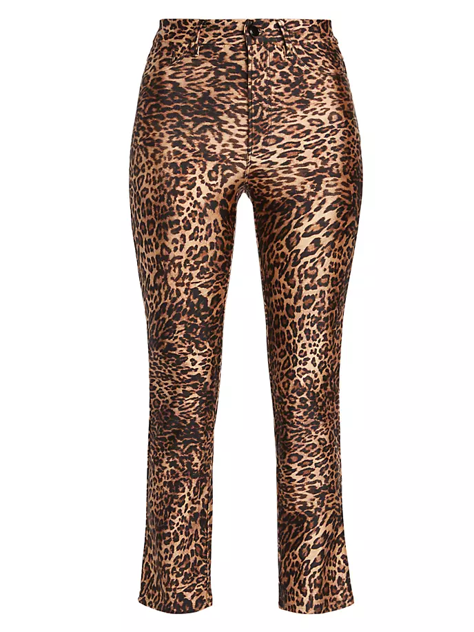 Компрессионные брюки прямого кроя с леопардовым принтом Shine Good American, цвет wild leopard