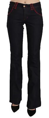 Джинсы GALLIANO Синие-красные хлопковые прямые повседневные джинсы со средней талией. W26 Рекомендуемая розничная цена 350 долларов США