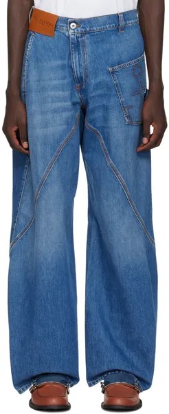 Синие перекрученные джинсы Jw Anderson, цвет Light blue