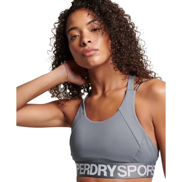 Спортивный бюстгальтер Superdry Train Branded Elastic, серый