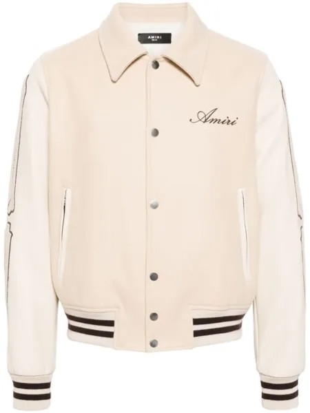 AMIRI Bones appliqué-detail varsity jacket, нейтральный цвет
