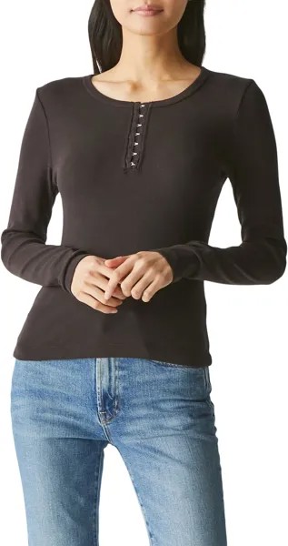 Футболка Michael Stars Natalie Hook And Eye Henley Tee, черный