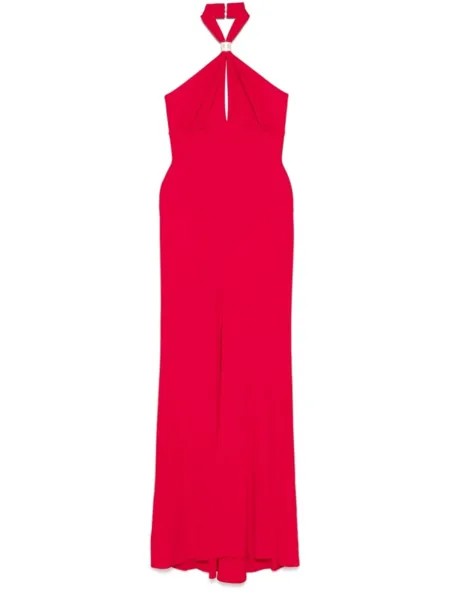 Elisabetta Franchi платье макси из джерси с вырезом халтер, красный
