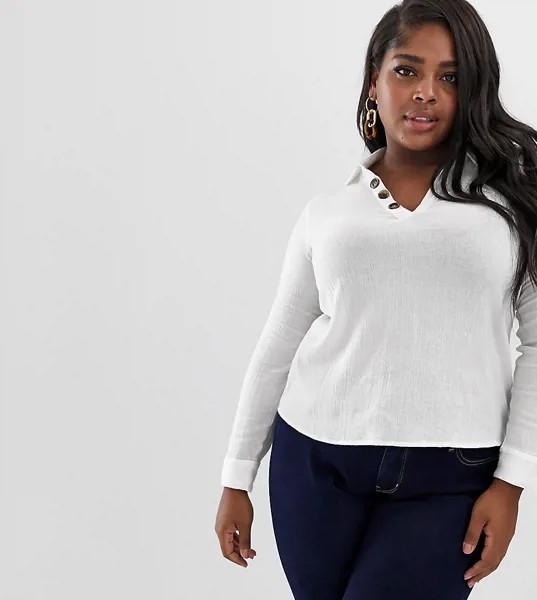 Фактурная рубашка на пуговицах Vero Moda Curve-Белый