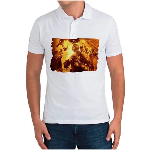 Рубашка- поло CoolPodarok metro 2033 Защитный костюм Метро Ружьё Монстры