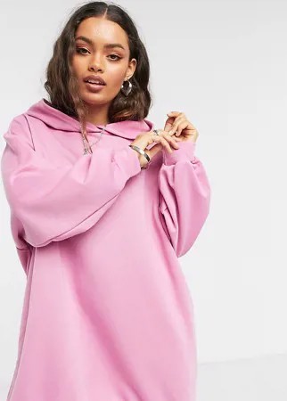 Розовое платье-худи мини ASOS DESIGN Petite-Розовый цвет