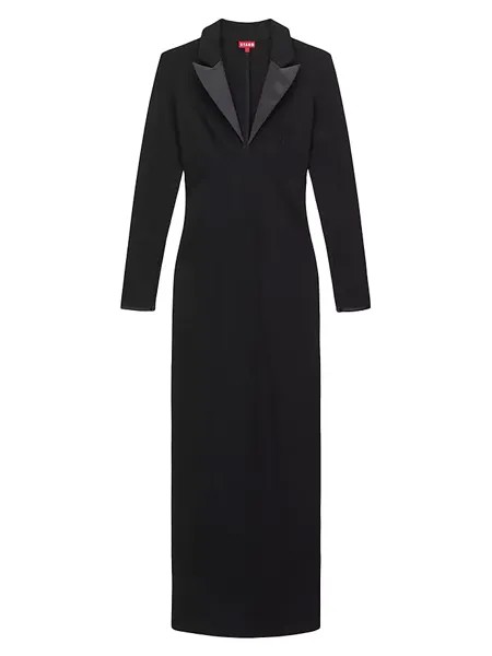 Атласное платье макси с лацканами Humboldt Staud, черный