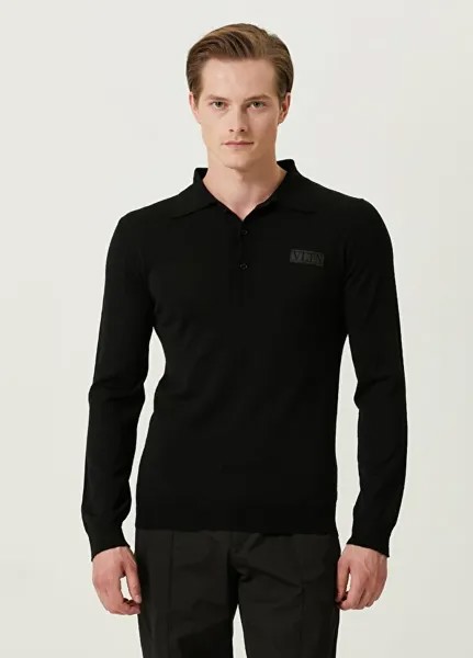 Черный шерстяной свитер vltn с воротником поло Valentino