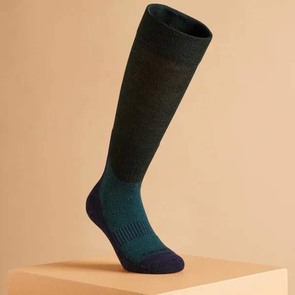 Зимние носки для верховой езды женские/мужские - 500 синий/зеленый FOUGANZA, цвет gruen