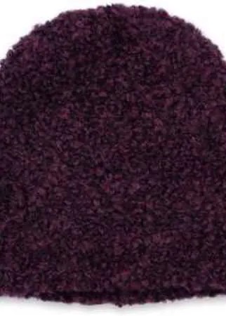 Вязаная шапка темно-фиолетового цвета из буклированного полиамида. Теплая модель с комбинированной подкладкой из шерсти и текстиля.
