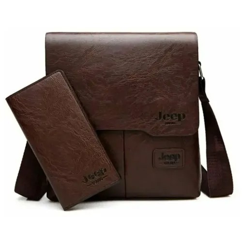 Сумка  планшет ForAll классическая, искусственная кожа, вмещает А4, внутренний карман, регулируемый ремень, коричневый