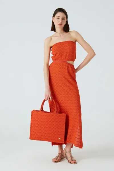Оранжевое трикотажное платье с разрезом в виде окна JOIN US, оранжевый