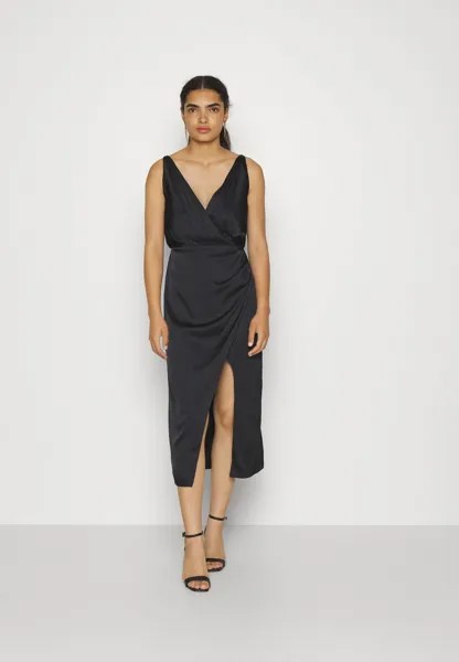 Коктейльное платье / Вечернее платье CRINKLE SHELL MINI DRESS Abercrombie & Fitch, черный