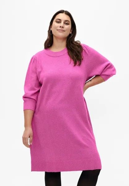 Трикотажное платье WITH 3/4 PUFF SLEEVES Zizzi, цвет rose white mel
