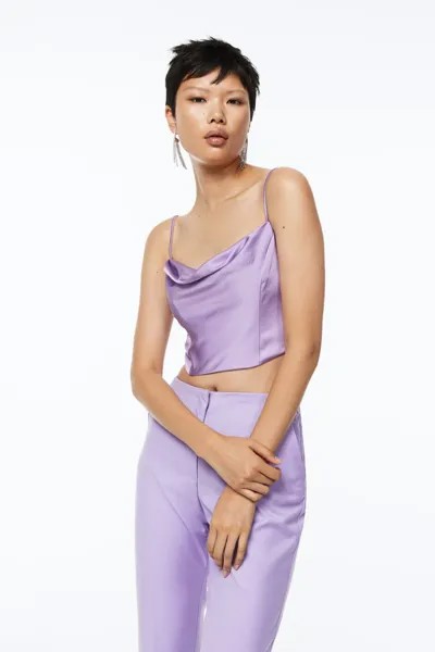 Атласный корсет H&M, светло-фиолетовый