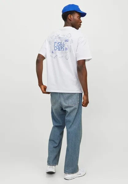 Футболка с набивным рисунком Jorfishchips Tee Crew Neck Unisex Jack & Jones, ярко-белая