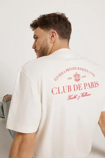 Футболка Club de Sports стандартного кроя River Island, бежевый
