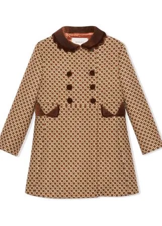 Gucci Kids двубортное пальто с логотипом Square G