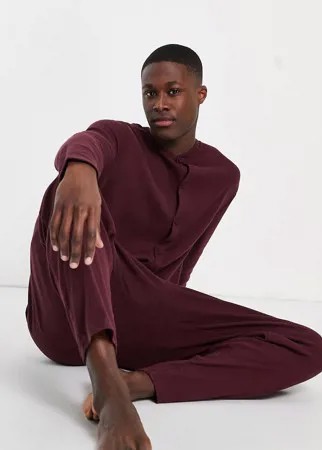 Бордовый кигуруми для дома в рубчик ASOS DESIGN-Красный