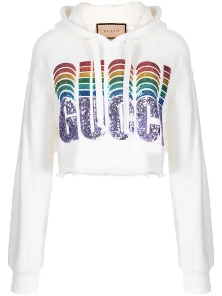 Gucci худи с пайетками, белый